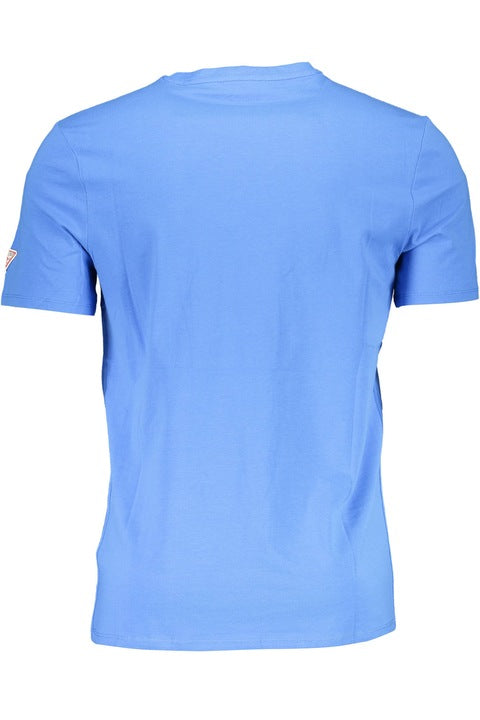Guess Men'S Short-Sleeved Jersey T-Shirt Light Blue Crew Neck