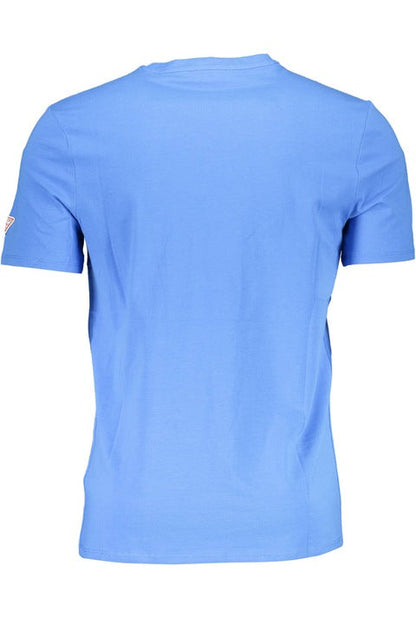 Guess Men'S Short-Sleeved Jersey T-Shirt Light Blue Crew Neck