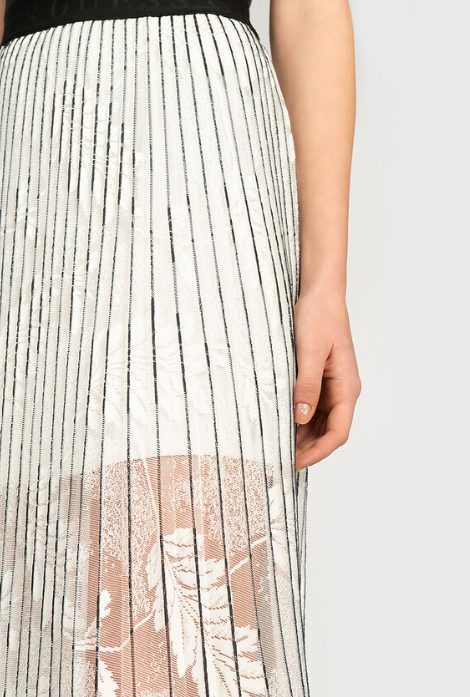 Guess Women'S Mafalda Pleated Midi Skirt – White Pinstripe