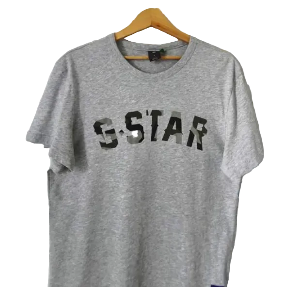 G-Star Raw grey marl t-shirt with bold arched G-STAR collegiate logo