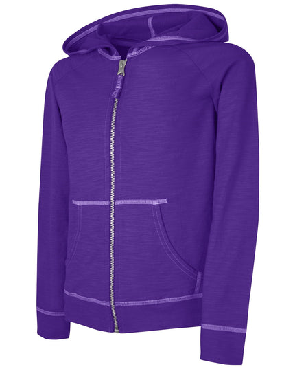 SIZE: XL - Hanes Girls Slub Jersey Full-Zip Hoodie