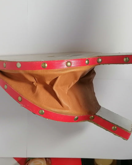 Vintage Middle East Wood & Leather Fireplace Bellows Fire Stroker Pink
