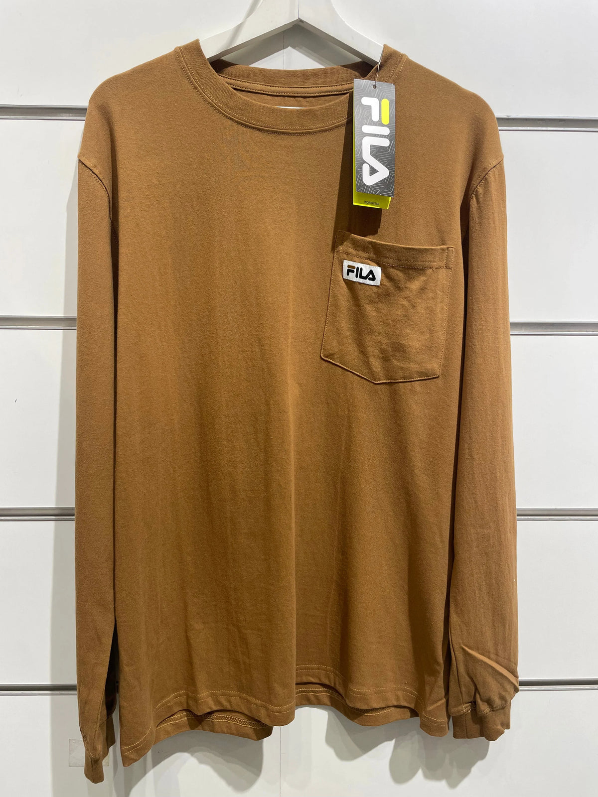 Fila Men'S Long Sleeve Pocket T-Shirt (Brown/Tan)