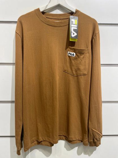 Fila Men'S Long Sleeve Pocket T-Shirt (Brown/Tan)