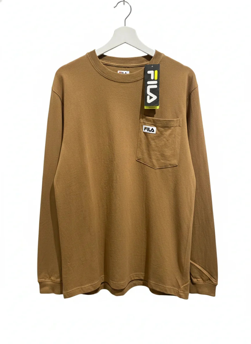 Fila Men'S Long Sleeve Pocket T-Shirt (Brown/Tan)