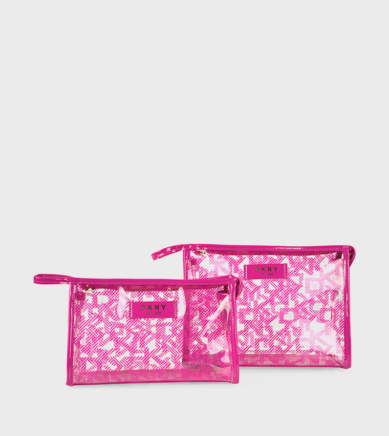 Dkny T Stand Fuchsia Pink Monogram Pouch Storage Bag Cosmetic Bag Dss20Ld1