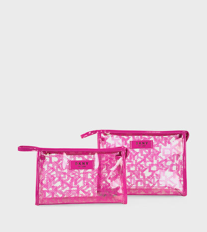 Dkny T Stand Fuchsia Pink Monogram Pouch Storage Bag Cosmetic Bag Dss20Ld1