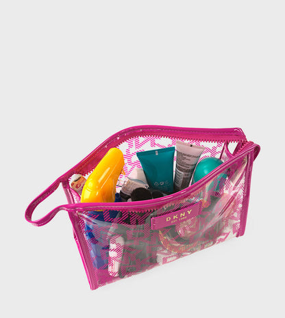 Dkny T Stand Fuchsia Pink Monogram Pouch Storage Bag Cosmetic Bag Dss20Ld1
