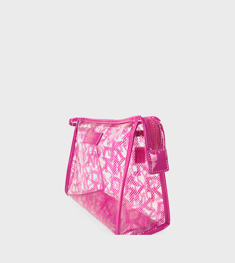 Dkny T Stand Fuchsia Pink Monogram Pouch Storage Bag Cosmetic Bag Dss20Ld1