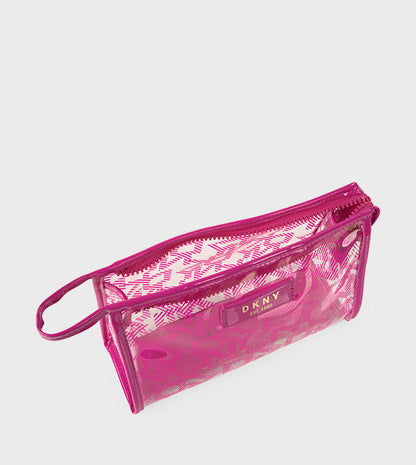 Dkny T Stand Fuchsia Pink Monogram Pouch Storage Bag Cosmetic Bag Dss20Ld1