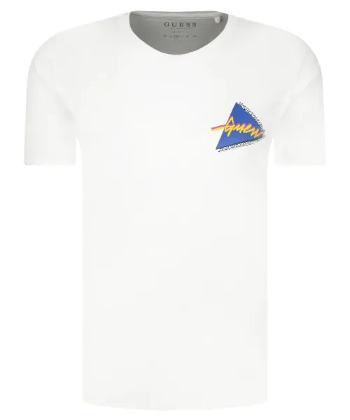 Guess Men'S Retro Triangle Logo T-Shirt White