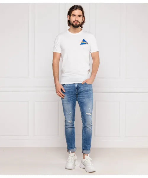 Guess Men'S Retro Triangle Logo T-Shirt White