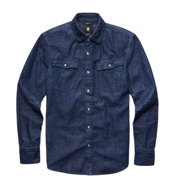 G-Star Raw 3301 Straight Shirt Wmn L/S Dk Aged Lt Wt Trell Denim Women Shirt