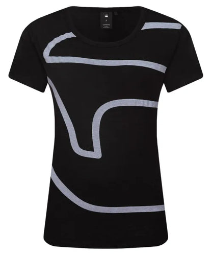 Black G-Star Raw Flemsyer women's T-shirt with grey abstract line print, flat front view