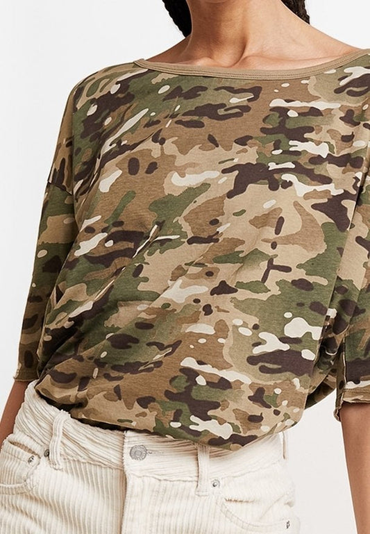 G-Star Raw Vim Loose R T Wmn 1\2 Slv Khaki Army Green Lyon Jersey O Nozzle Ao Women T-Shirt