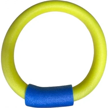 Yellow foam pool noodle ring with blue connector