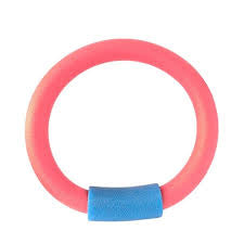 Pink foam pool noodle ring with blue connector