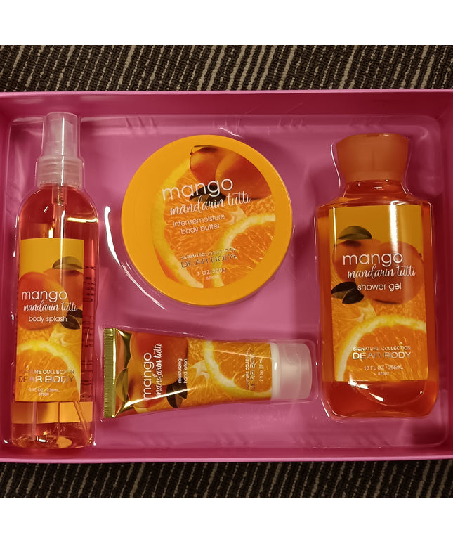 Dear Body Mango Mandarin Tutti set of 4 (Body Splash 236ML + Shower Gel 295 + Body Butter 200g + Hand Lotion 59ml),TD87690
