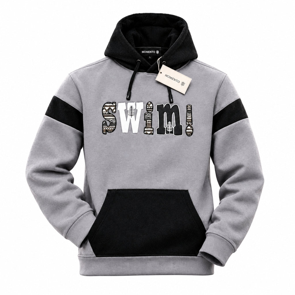 Clearance of Momento Swimwear – "Swim!" Colorblock Hoodie – Grey