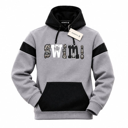 Clearance of Momento Swimwear – "Swim!" Colorblock Hoodie – Grey