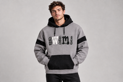 Clearance of Momento Swimwear – "Swim!" Colorblock Hoodie – Grey
