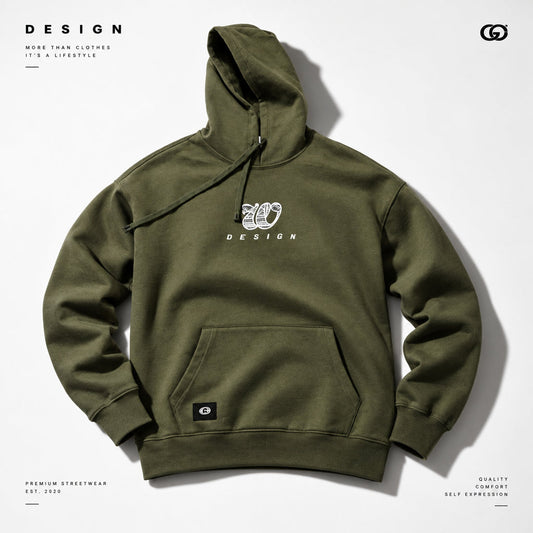 Clearance of Momento Hoodie – Olive Green Layered-Sleeve with Bandana