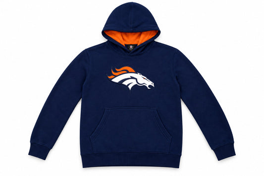 Denver Broncos NFL Logo Pullover Hoodie – Navy & Orange