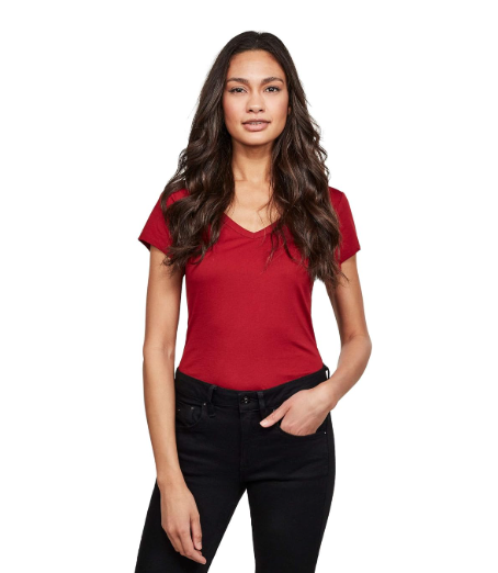 G-Star Raw Women'S Eyben Slim V-Neck Top – Dry Red