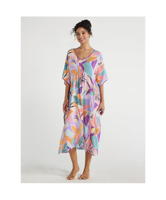 SIZE: 2XL - Joyspun Women's Woven Print Sleep Caftan