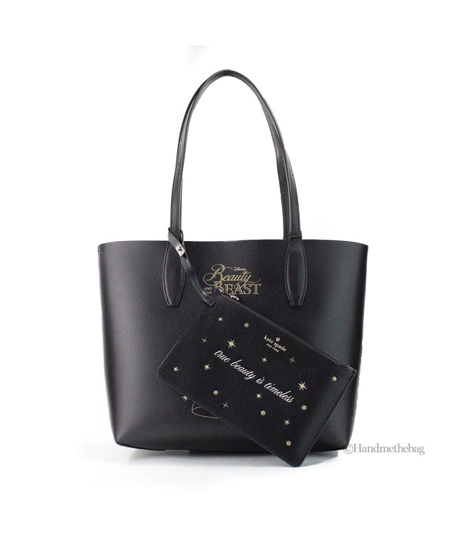 Kate Spade, Tote Bags, Female, Black, Size: ONE SIZE Beauty and the Beast Reversible Tote Bag