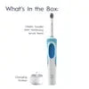 Oral-B Vitality what's in the box graphic with toothbrush and charger