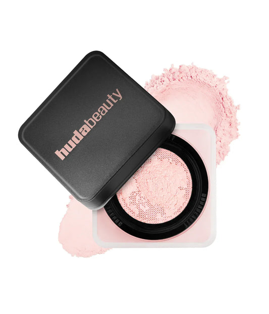 Huda Beauty Easy Bake loose setting powder compact in Cherry Blossom Cake