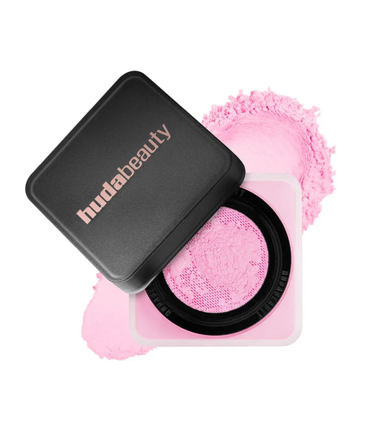 Huda Beauty Easy Bake setting powder in Ube Birthday Cake, open compact