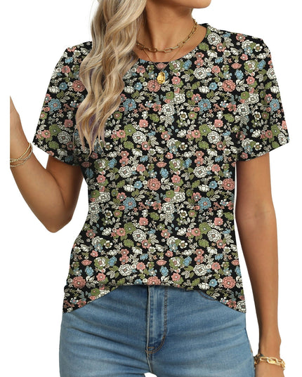 SIZE: 2XL - Rosvigor Blouses for Women Short Sleeve Shirts Casual Dressy Summer Tops with Pleats