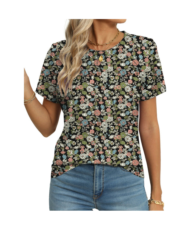 SIZE: 2XL - Rosvigor Blouses for Women Short Sleeve Shirts Casual Dressy Summer Tops with Pleats