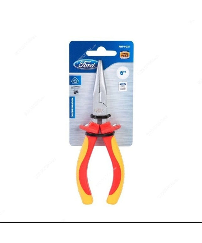 Ford VDE Long Nose Plier, FHT-J-021, 6 Inch, Yellow and Orange