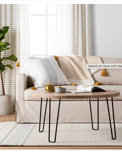 SEALED - 91 CM - Wood & Wire Coffee Table Natural/Black - Hearth & Hand™ with Magnolia (A)