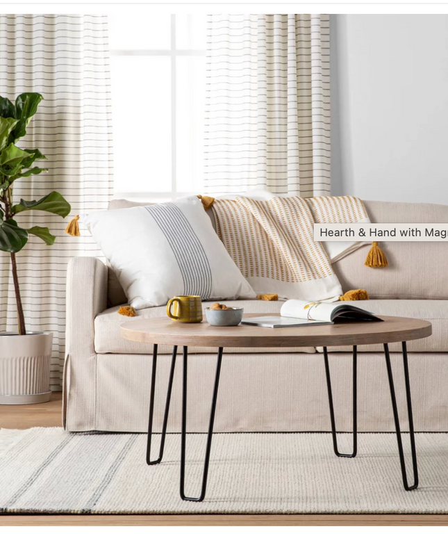 SEALED - 91 CM - Wood & Wire Coffee Table Natural/Black - Hearth & Hand™ with Magnolia (A)