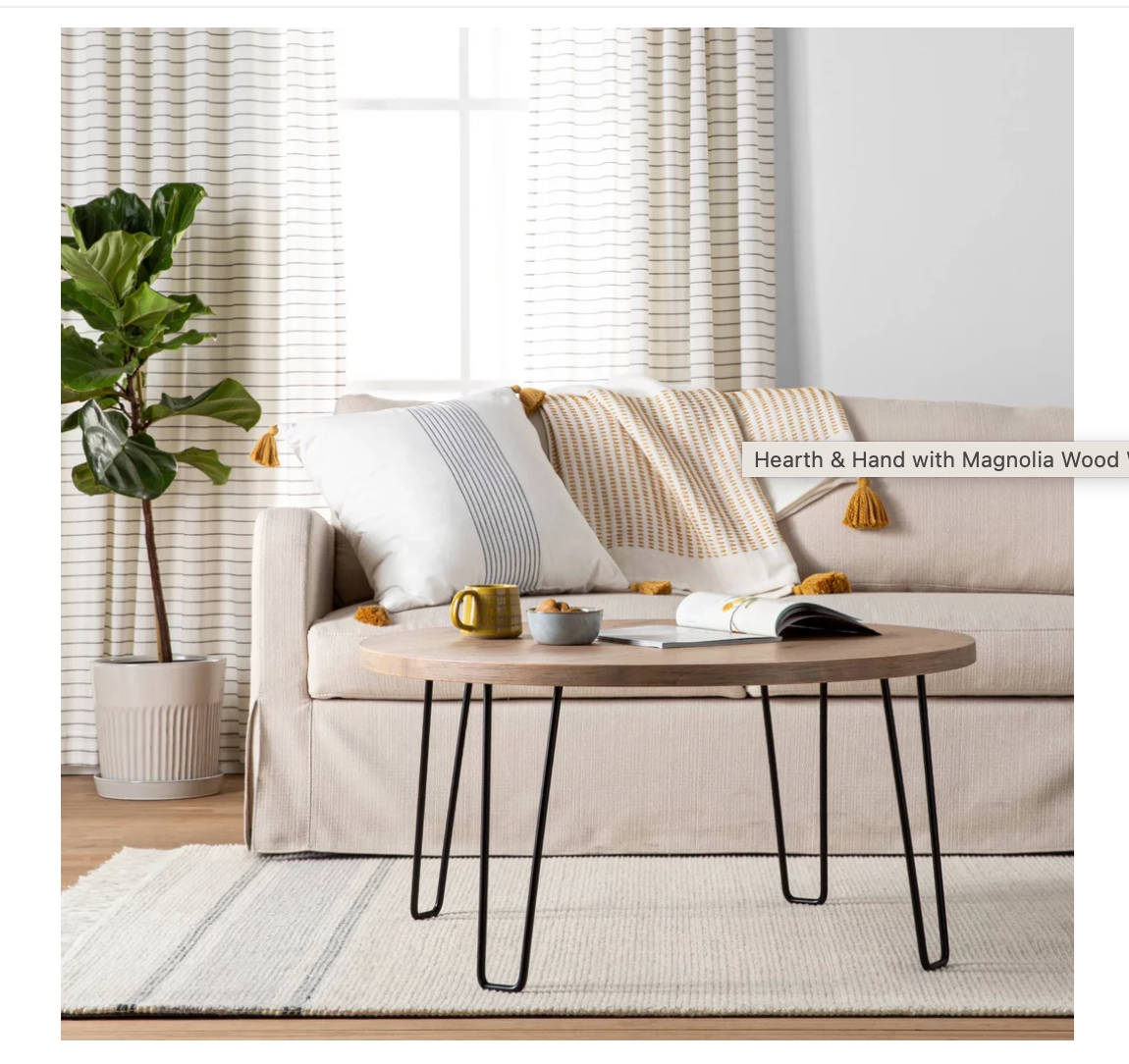 Sealed - 91 Cm - Wood & Wire Coffee Table Natural/Black - Hearth & Hand™ With Magnolia (A) (Open Box)