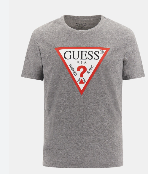 Guess Men'S Triangle Logo T-Shirt – Grey