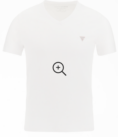 Guess Men'S Logo V-Neck T-Shirt – White