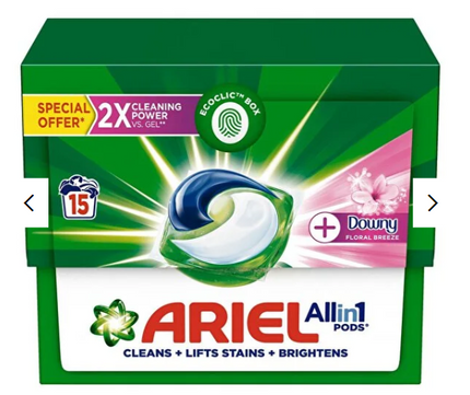 Ariel Floral Breeze All-in-1 Pods, Laundry Detergent Capsules, 15 count