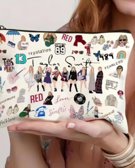 Taylor Swift Eras Tour Makeup Bag – 9" x 7" Zippered Pouch for Cosmetics, Pencils & Travel Essentials | Cute Swiftie Gift for Women, Girls, Teens | Eras Album Aesthetic Toiletry Bag
