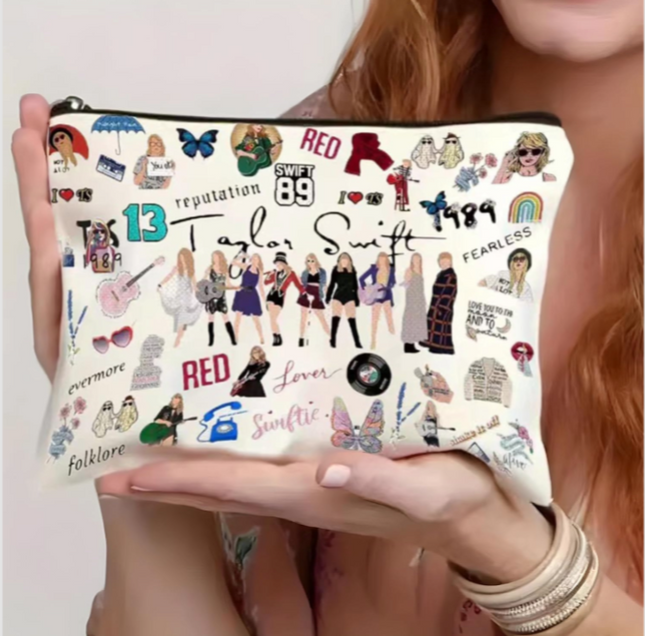 Taylor Swift Eras Tour Makeup Bag – 9" x 7" Zippered Pouch for Cosmetics, Pencils & Travel Essentials | Cute Swiftie Gift for Women, Girls, Teens | Eras Album Aesthetic Toiletry Bag