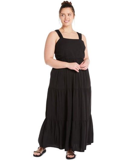 SIZE: 1X - Terra & Sky Women’s Plus Size Linen Blend Square Neck Maxi Dress