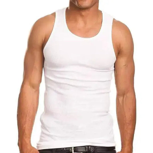 Textelo Men's 100% Cotton Vests – 6-Pack Soft White Undershirts for Everyday Use