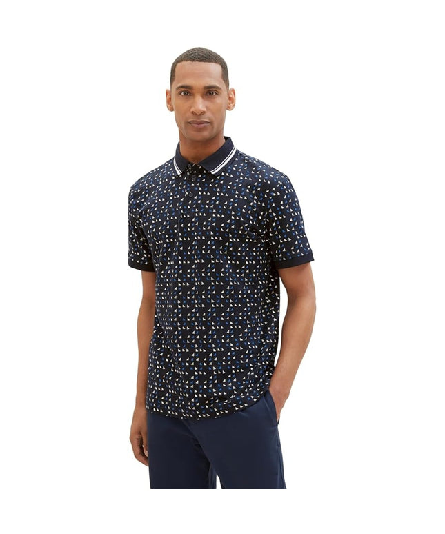 TOM TAILOR Mens 1040831 Polo Shirt Navy Sporty Triangle Design
