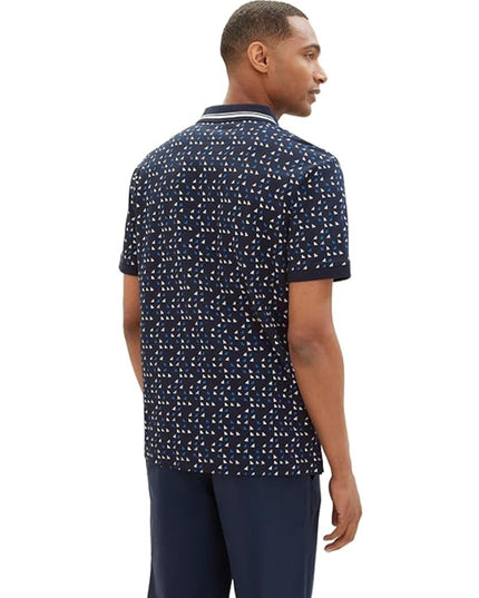 TOM TAILOR Mens 1040831 Polo Shirt Navy Sporty Triangle Design