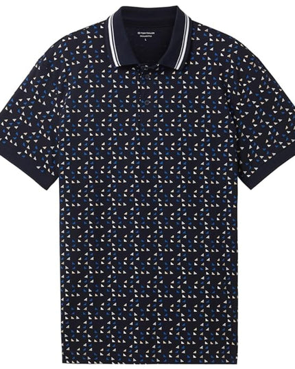 TOM TAILOR Mens 1040831 Polo Shirt Navy Sporty Triangle Design