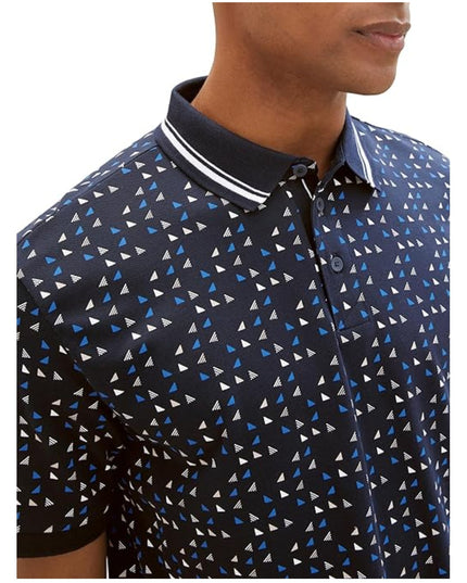 TOM TAILOR Mens 1040831 Polo Shirt Navy Sporty Triangle Design